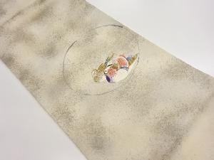 引箔鴛鴦に丸模様織出し袋帯